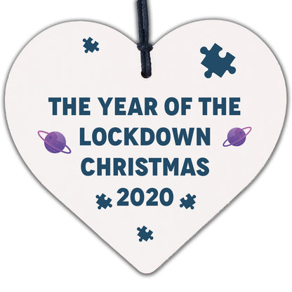 Lockdown Christmas Tree Decoration Wooden Heart Memory Plaque Family Gift