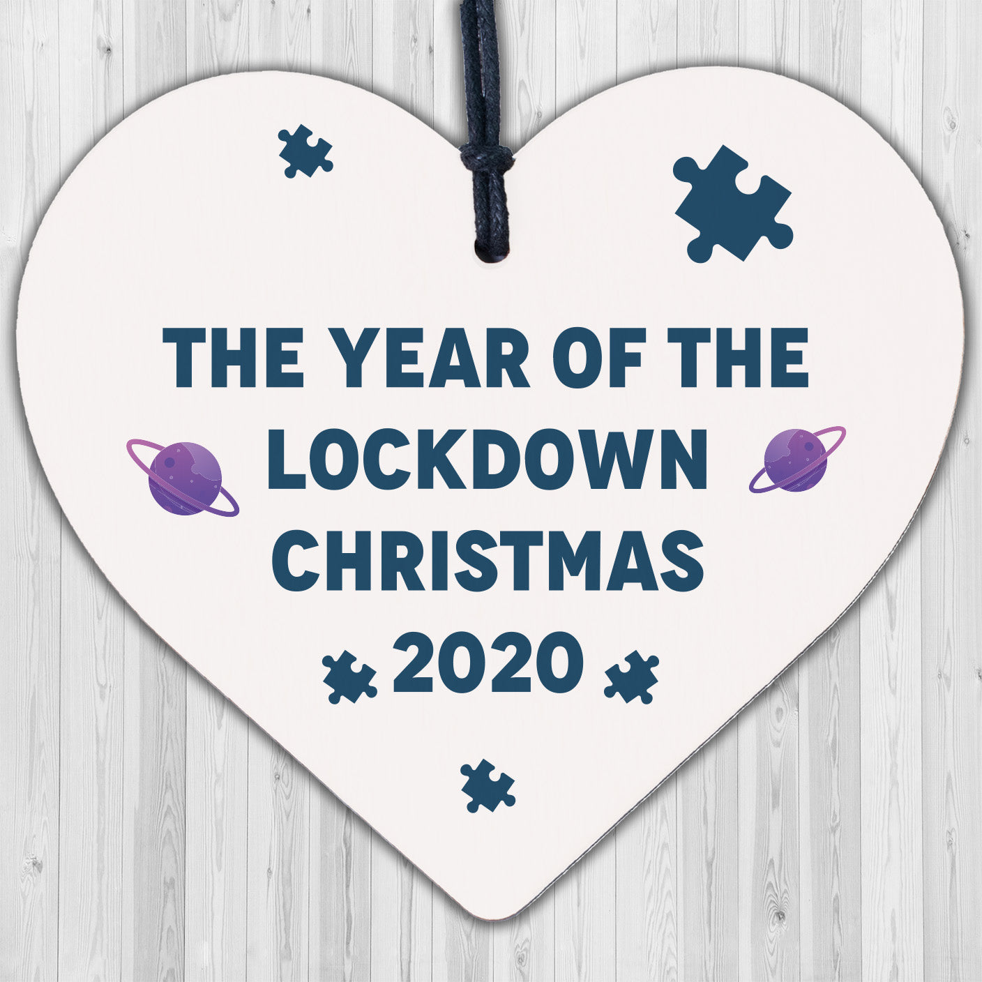 Lockdown Christmas Tree Decoration Wooden Heart Memory Plaque Family Gift