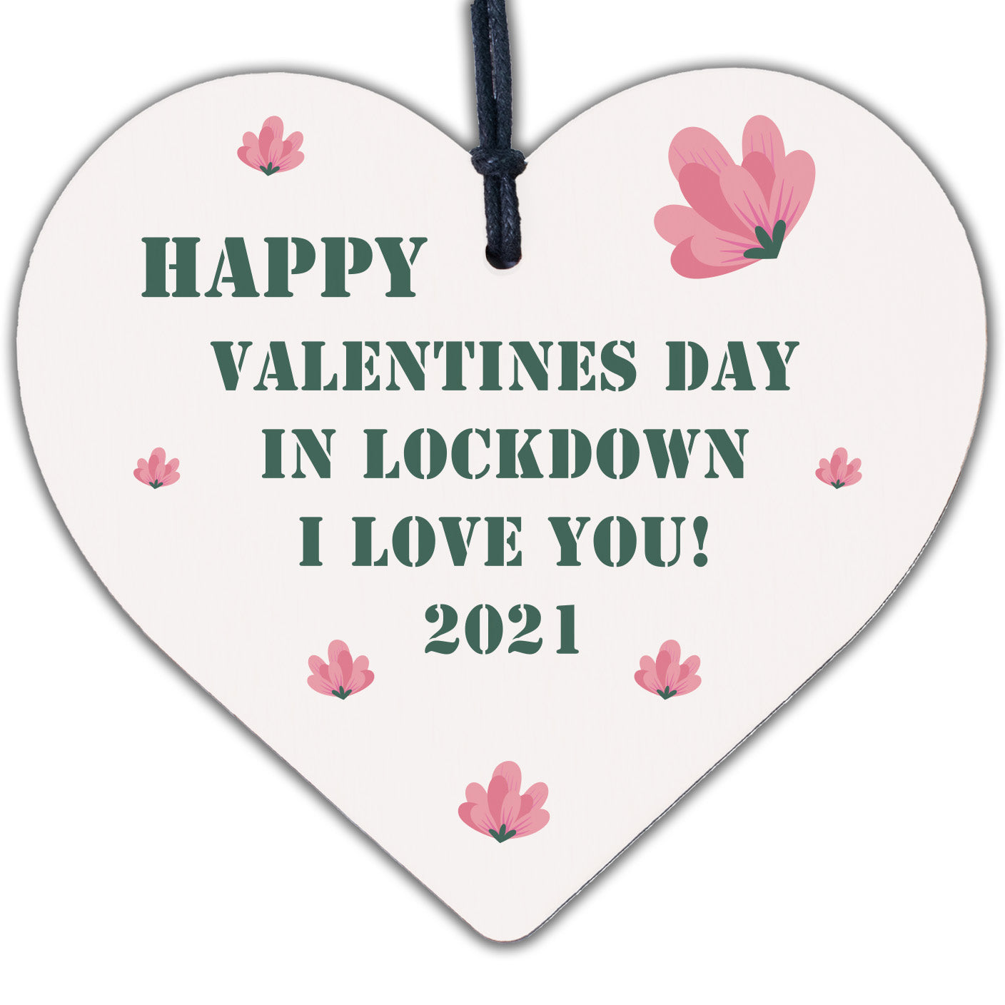 Happy Valentines Day In Lockdown Gift Wooden Heart Gift For Him Her Keepsake