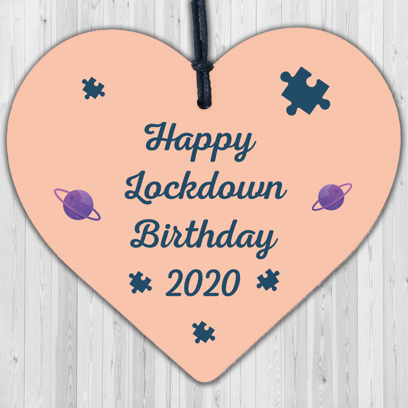 Happy Lockdown Birthday Gift For Him Her Wooden Heart Quarantine Gift Keepsake